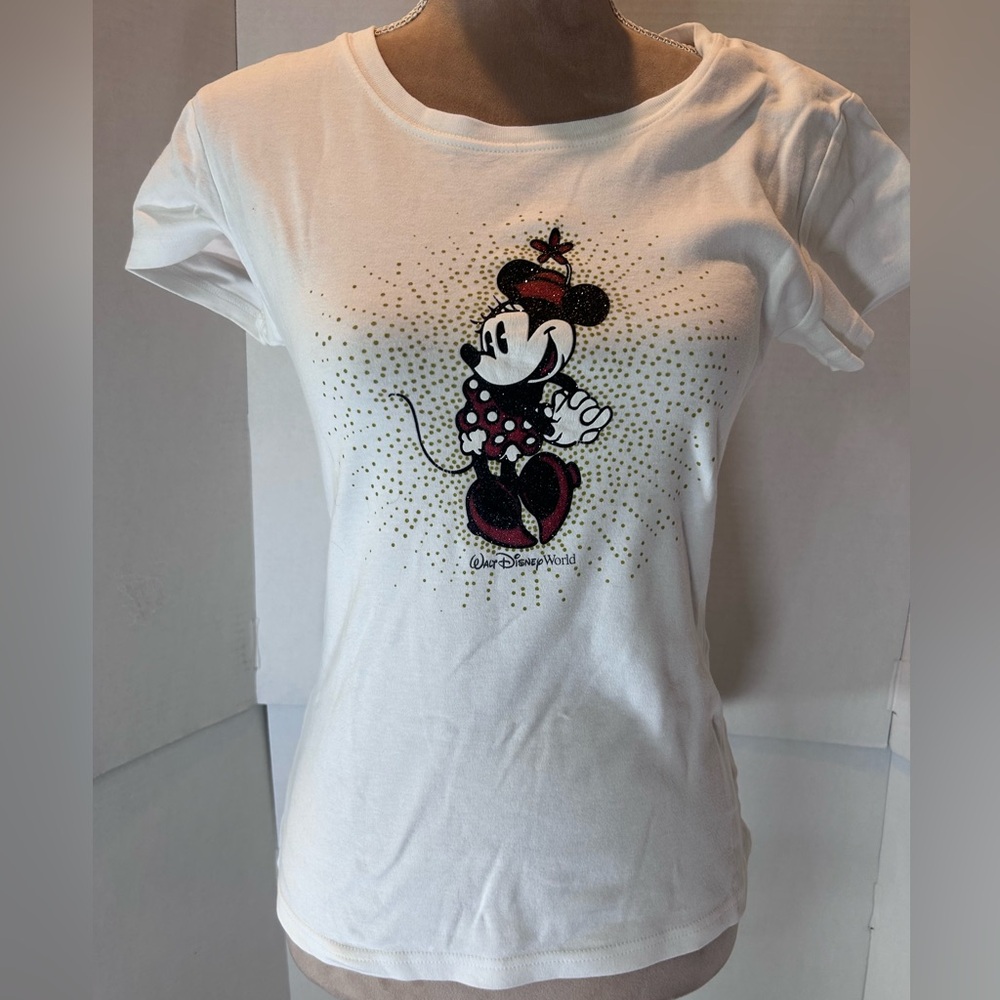 Disney Women's White and Black Minnie Mouse Tee